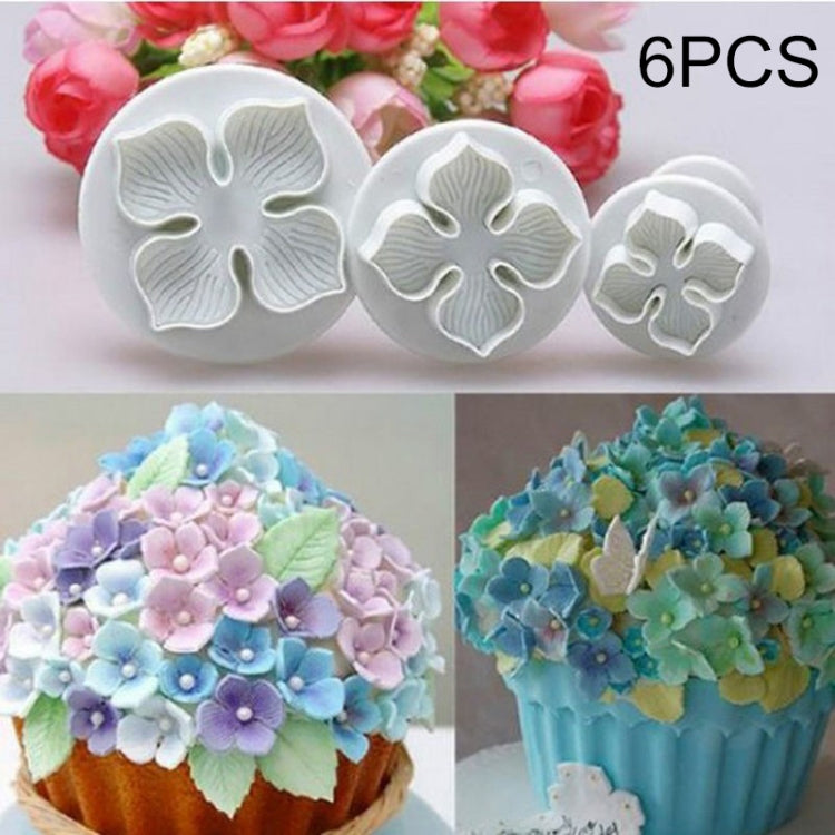2er-Set Silikon-Hortensien-Fondantformen zur Tortendekoration, 3 Hortensien-Blüten