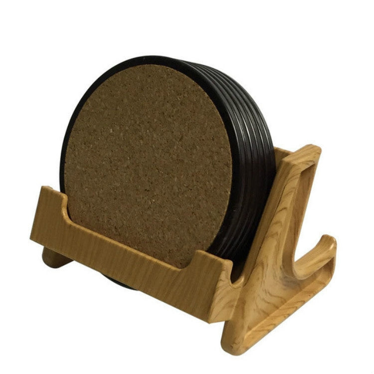 Home Daily Wood Runde Korkuntersetzer PP-Untersetzerhalter, 6 Untersetzer