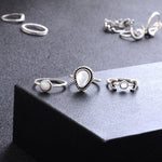 14 STK/Set Punk Vintage Hohl Geschnitzte Diamant Tropfen Blumen Mond Ring Set