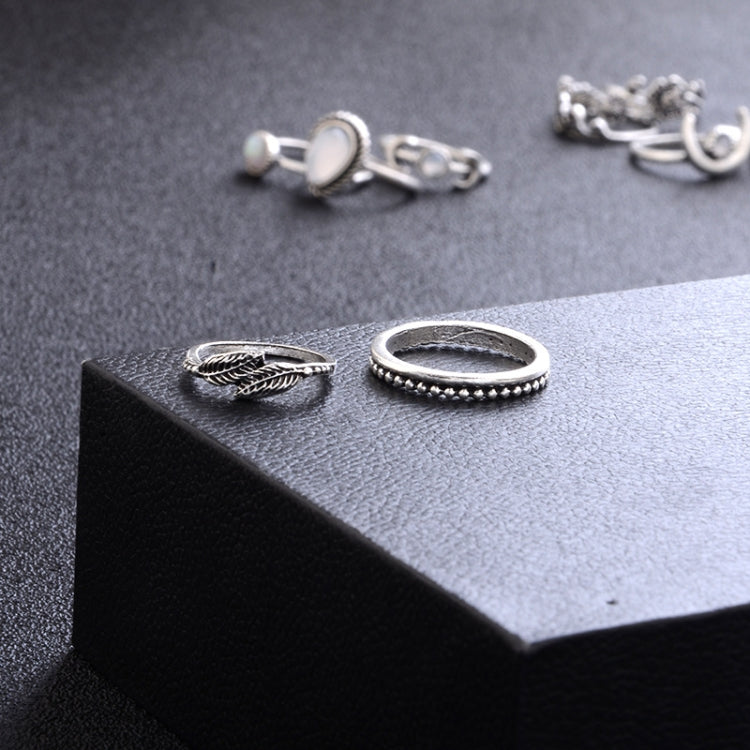 14 STK/Set Punk Vintage Hohl Geschnitzte Diamant Tropfen Blumen Mond Ring Set