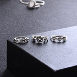 14 STK/Set Punk Vintage Hohl Geschnitzte Diamant Tropfen Blumen Mond Ring Set