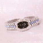 BS beesister FA1581 Damen Achteckiges Zifferblatt Diamantbeschichtetes Strassarmband Quarzuhr