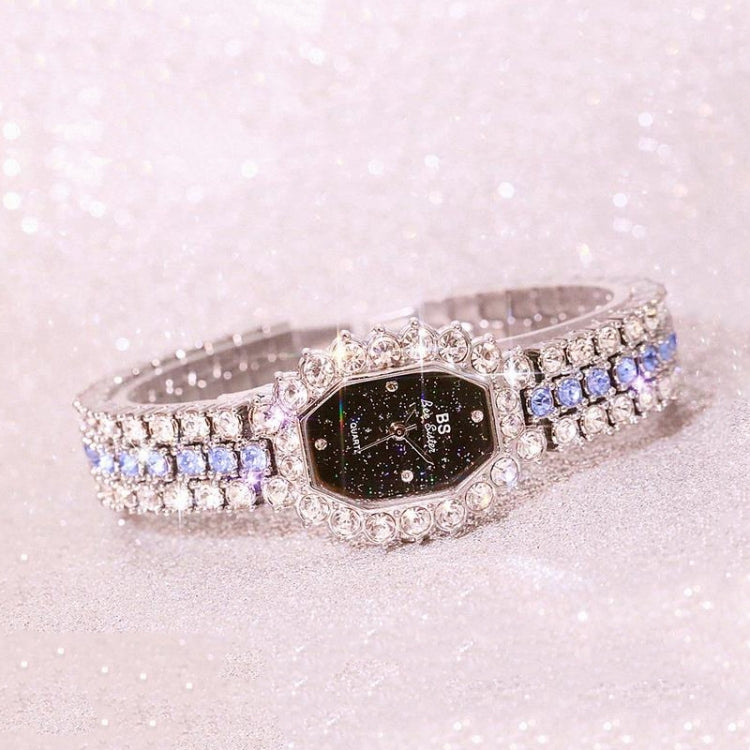BS beesister FA1581 Damen Achteckiges Zifferblatt Diamantbeschichtetes Strassarmband Quarzuhr