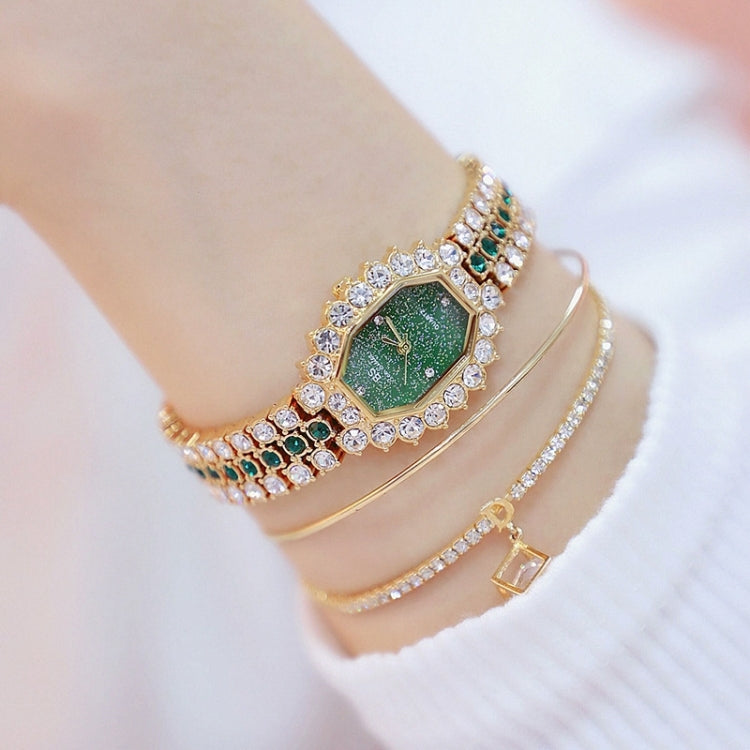 BS beesister FA1581 Damen Achteckiges Zifferblatt Diamantbeschichtetes Strassarmband Quarzuhr