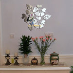 2er-Set Blumenmuster Wandaufkleber Wohnkultur 3D Wandtattoo Kunst DIY Spiegel Wandaufkleber Wohnzimmer Dekoration