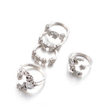 5 STK/Set Vintage Damen Stern Mond Verstellbares Ring-Set
