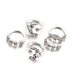 5 STK/Set Vintage Damen Stern Mond Verstellbares Ring-Set