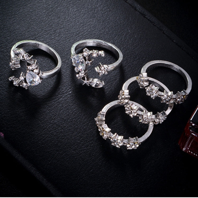 5 STK/Set Vintage Damen Stern Mond Verstellbares Ring-Set