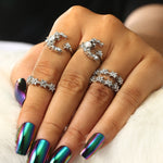 5 STK/Set Vintage Damen Stern Mond Verstellbares Ring-Set