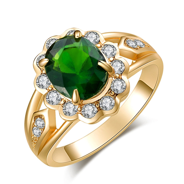 Mode Vintage Oval Grün Edelstein Diamantring, 10