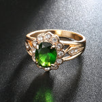 Mode Vintage Oval Grün Edelstein Diamantring, 10