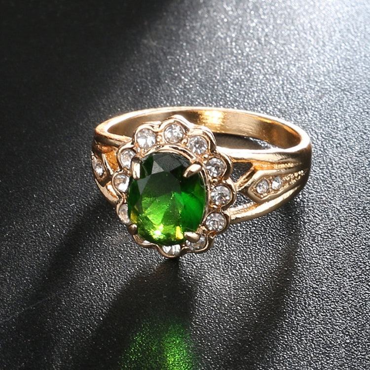Mode Vintage Oval Grün Edelstein Diamantring, 10