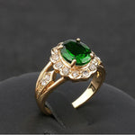 Mode Vintage Oval Grün Edelstein Diamantring, 10