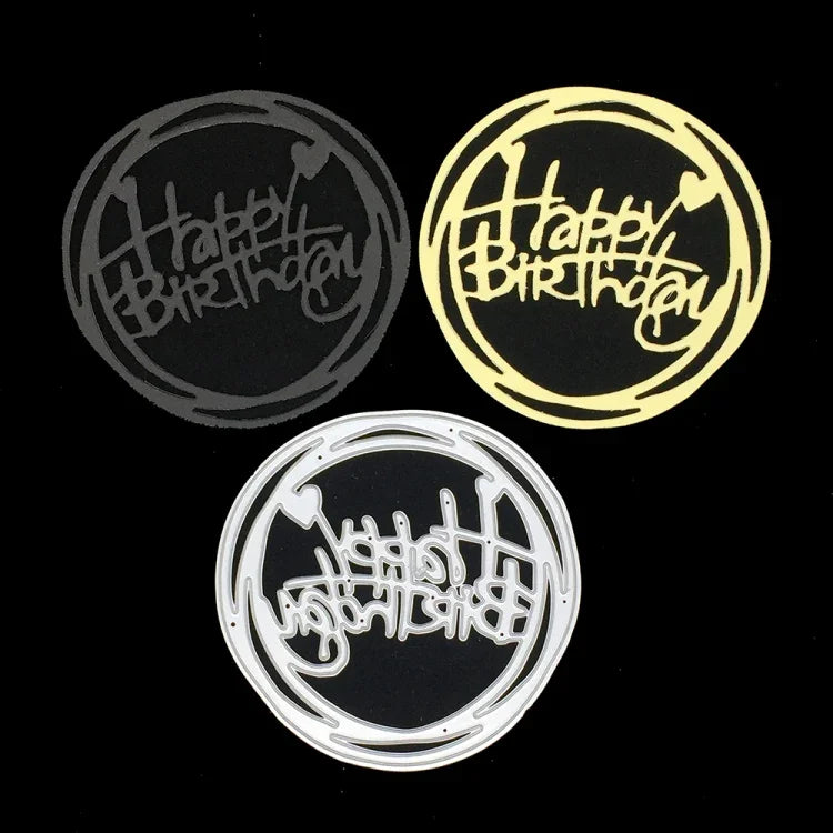 Runde „Happy Birthday“-Schablone für DIY-Clip-Alben, Grußkarten und mehr.