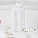 2-in-1 Runde Eiswürfelform, tragbare Eiskugelbereiter-Flasche mit Deckel, Weiß, 17 Gitter