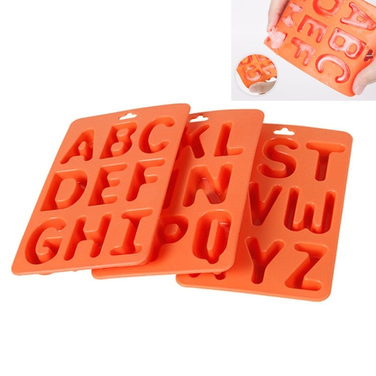 A-Z 3er-Set Buchstaben-Eiswürfelform aus Silikon, 3-in-1-Buchstabenform (Orange)