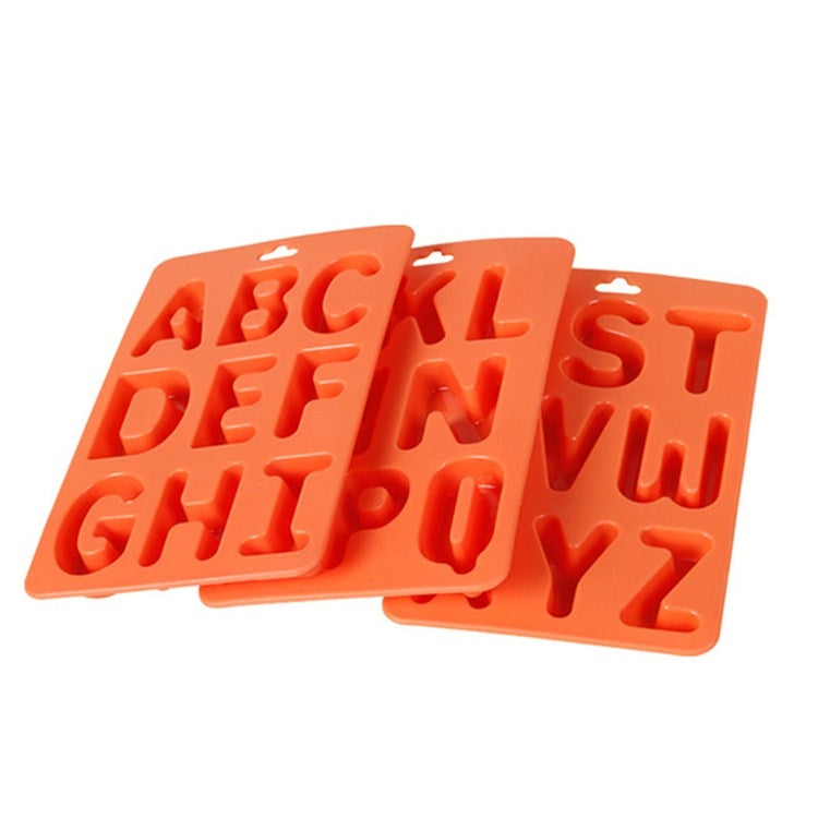A-Z 3er-Set Buchstaben-Eiswürfelform aus Silikon, 3-in-1-Buchstabenform (Orange)