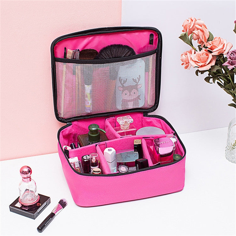 Kosmetiktasche mit großem Fassungsvermögen, einfache Waschtasche, wasserdicht, tragbar, mit Netzfach und Tasche
