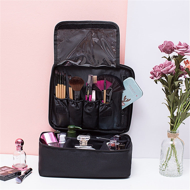 Kosmetiktasche mit großem Fassungsvermögen, einfache Waschtasche, wasserdicht, tragbar, mit Netzfach und Tasche