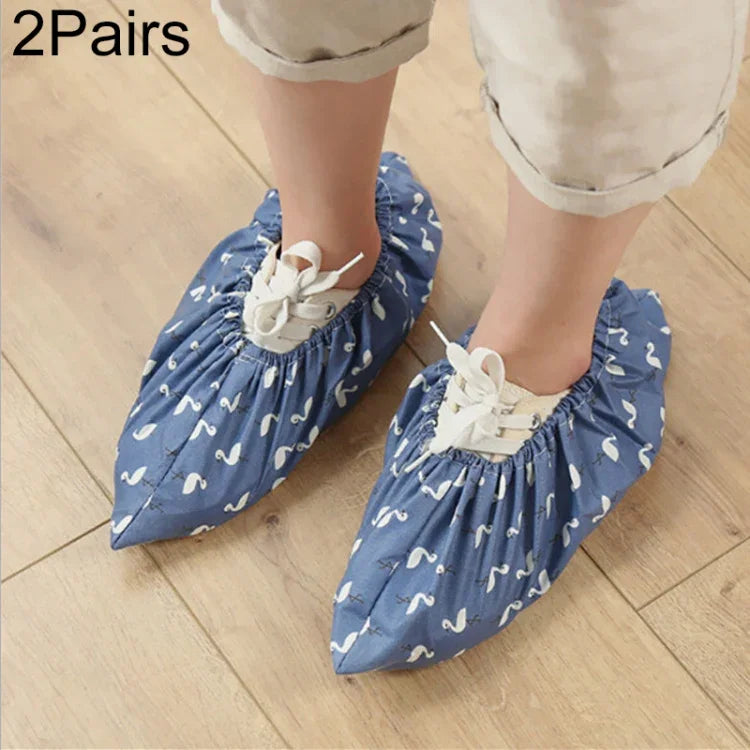 2 Paar verdickte, wiederverwendbare, elastische Überschuhe für Zuhause, rutschfeste Überschuhe Flamingo, staubdichte, wasserdichte Überschuhe