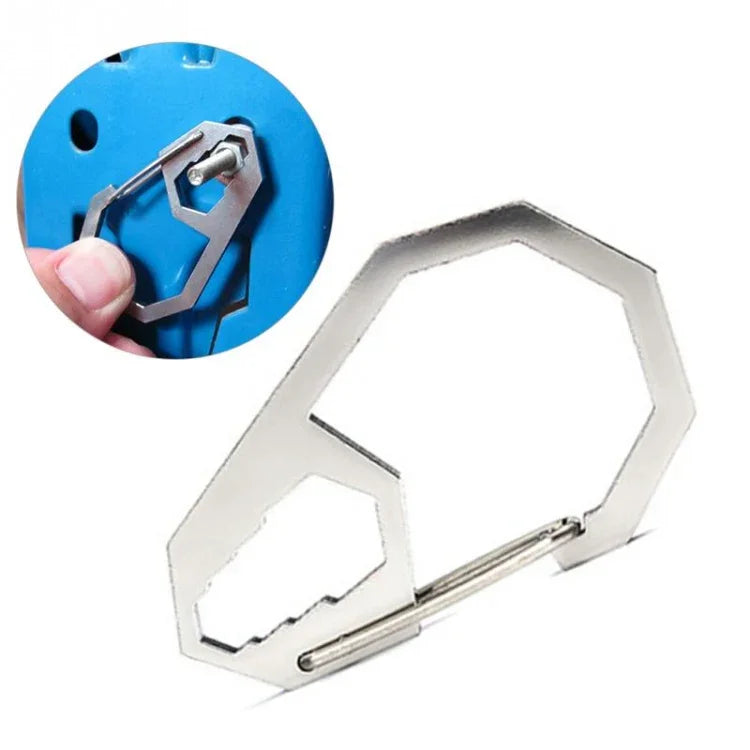 EDC Outdoor Camping Werkzeug Außensechskant-Schraubenschlüssel Karabiner Edelstahl Kletterschnalle Multifunktions-Schlüsselanhänger Hängeschnalle