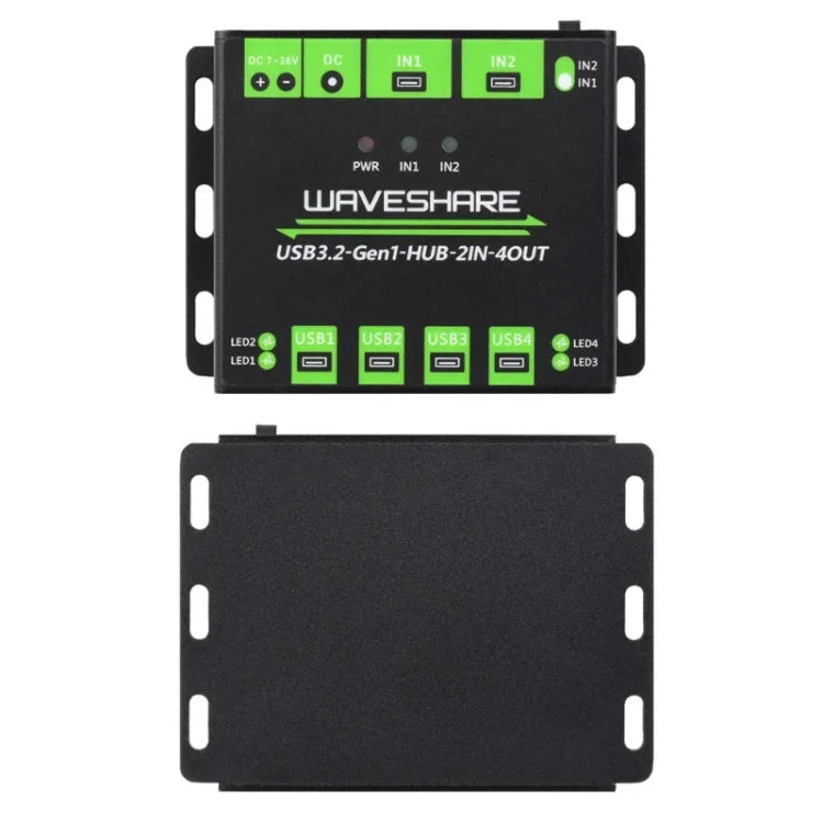 Waveshare 23929 USB HUB, erweitert 4 x USB 3.2 Ports, umschaltbare Dual-Hosts, Mehrfachschutz, 23929