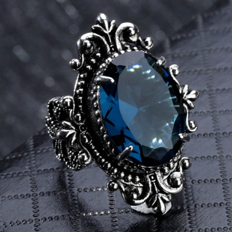 Vintage gänseeiförmiger meerblauer Topasring, 10, 6, 7, 8, 9