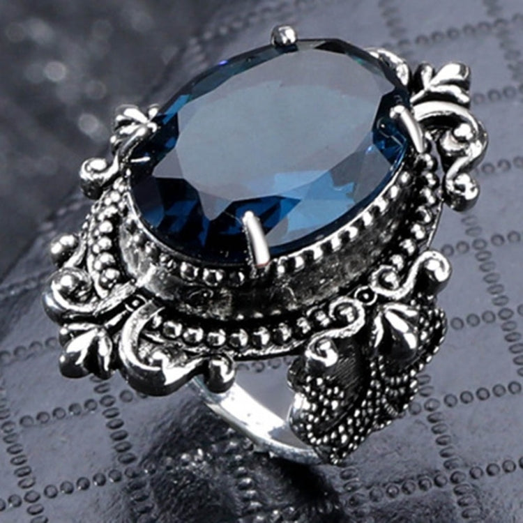 Vintage gänseeiförmiger meerblauer Topasring, 10, 6, 7, 8, 9