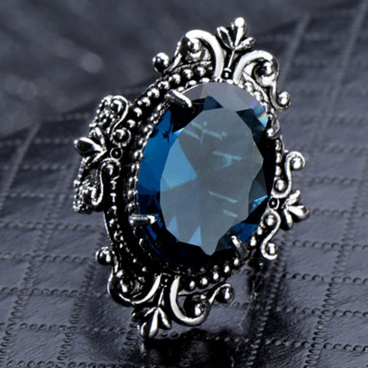 Vintage gänseeiförmiger meerblauer Topasring, 10, 6, 7, 8, 9