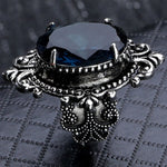 Vintage gänseeiförmiger meerblauer Topasring, 10, 6, 7, 8, 9