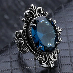 Vintage gänseeiförmiger meerblauer Topasring, 10, 6, 7, 8, 9