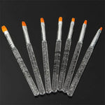 7pcs /Set UV Gel Acrylic Crystal Design Builder Painting Nail Art Brush Pen Tool Set Crystal Painting Drawing Carving Pen Set