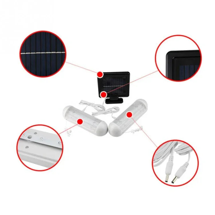 Double-lamp Wall-mounted LED Solar Powered Shed Light IP44 Waterproof Outdoor Pull Lamp