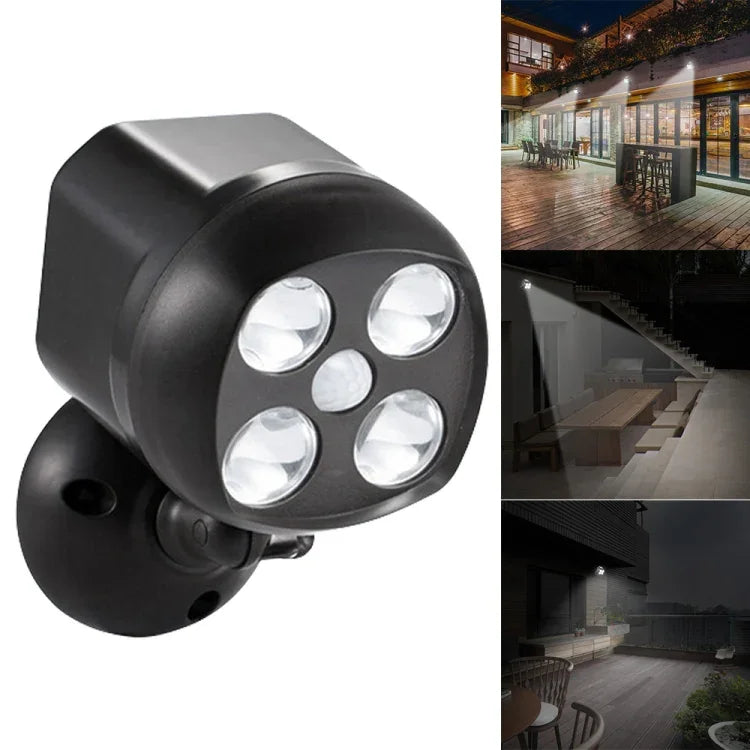 3W 4 LEDs SMD 3535 Außenbeleuchtung Kabelloser Bewegungssensor Außenstrahler LED-Wandleuchte