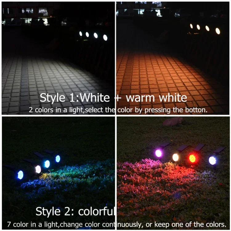 9 LEDs Solar Gartenleuchten LED Außen Garten Verstellbare IP65 Wasserdichte Leuchte, Farbwechsel, Warmweiß + Weißlicht