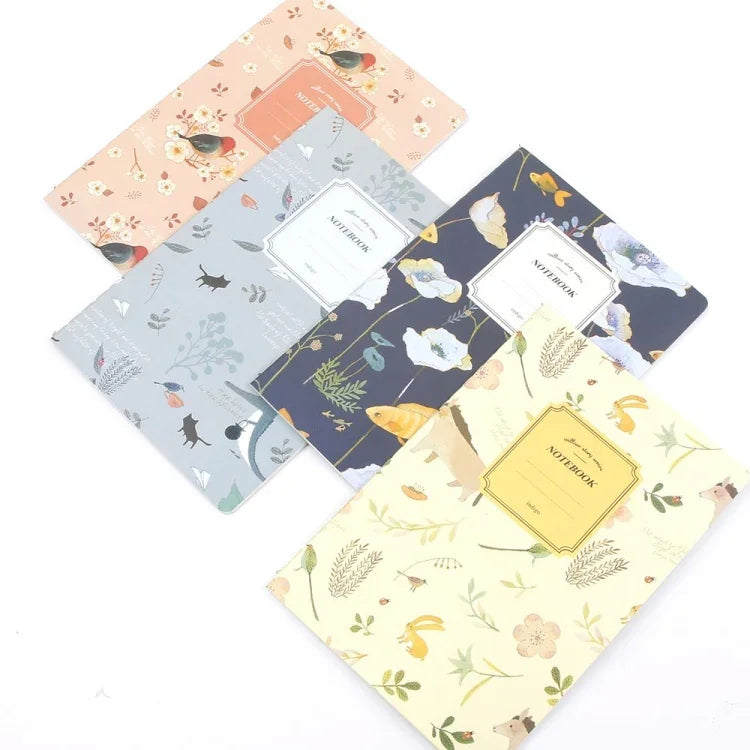 G12G108 Kawaii Niedlich Natur Blumen Vögel Tier Notizbuch Malerei Tagebuch Buch Journal Aufzeichnungen Büro Schulbedarf, zufällige Farblieferung, G12G108