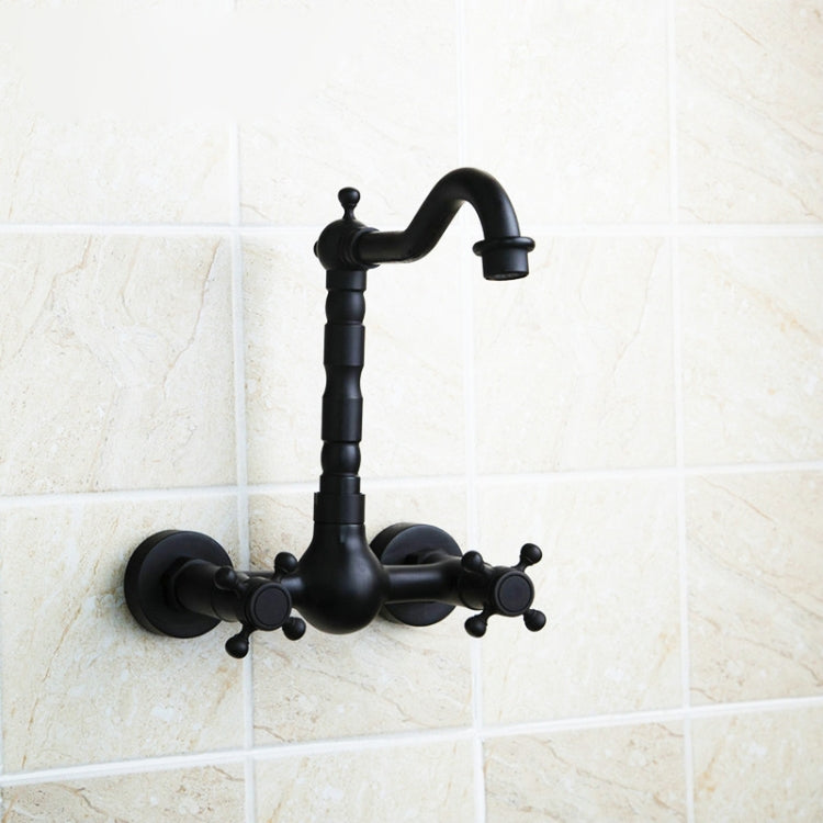 Wandmontierter Badezimmer-Wasserhahn aus Bronze für Kalt- und Warmwasser im antiken Stil