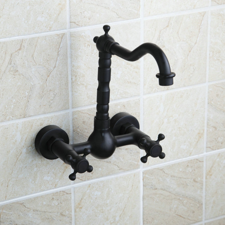 Wandmontierter Badezimmer-Wasserhahn aus Bronze für Kalt- und Warmwasser im antiken Stil