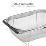 Edelstahl klappbarer Filter Küchenutensilien Abtropfgestell Haushalt einziehbarer Gemüse- und Obstkorb, 24x34x11cm, 18x27x11cm