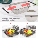 Edelstahl klappbarer Filter Küchenutensilien Abtropfgestell Haushalt einziehbarer Gemüse- und Obstkorb, 24x34x11cm, 18x27x11cm