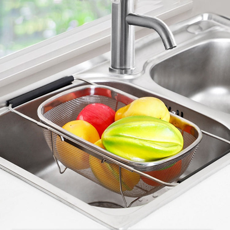 Edelstahl klappbarer Filter Küchenutensilien Abtropfgestell Haushalt einziehbarer Gemüse- und Obstkorb, 24x34x11cm, 18x27x11cm