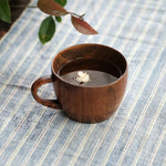 Mini Retro Handgemachte Kaffeetasse aus Holz, Teetasse, Safttasse, Wasserbecher, Frühstücksbierbecher, Milchbecher mit Griff, Milchbecher mit Griff