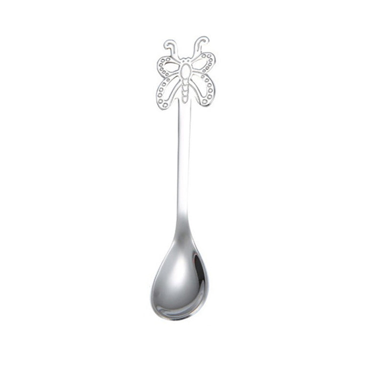 Mehrfarbiger Schmetterlings-Kaffeelöffel aus Edelstahl, für Obst, kalte Getränke, Eiscreme, Dessert-Teelöffel, Silber, Gold, Roségold, Regenbogen, Schwarz, Lila