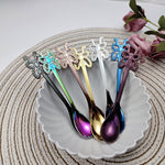 Mehrfarbiger Schmetterlings-Kaffeelöffel aus Edelstahl, für Obst, kalte Getränke, Eiscreme, Dessert-Teelöffel, Silber, Gold, Roségold, Regenbogen, Schwarz, Lila