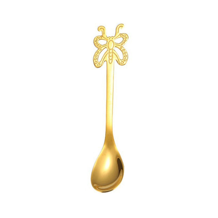 Mehrfarbiger Schmetterlings-Kaffeelöffel aus Edelstahl, für Obst, kalte Getränke, Eiscreme, Dessert-Teelöffel, Silber, Gold, Roségold, Regenbogen, Schwarz, Lila