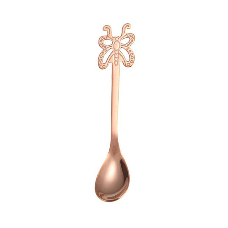 Mehrfarbiger Schmetterlings-Kaffeelöffel aus Edelstahl, für Obst, kalte Getränke, Eiscreme, Dessert-Teelöffel, Silber, Gold, Roségold, Regenbogen, Schwarz, Lila