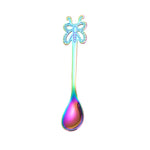 Mehrfarbiger Schmetterlings-Kaffeelöffel aus Edelstahl, für Obst, kalte Getränke, Eiscreme, Dessert-Teelöffel, Silber, Gold, Roségold, Regenbogen, Schwarz, Lila
