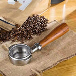 Edelstahl-Kaffeemaschinenfilterhalterung, bodenlos, Holzgriff, Kaffeemaschinenfilter