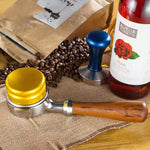 Edelstahl-Kaffeemaschinenfilterhalterung, bodenlos, Holzgriff, Kaffeemaschinenfilter