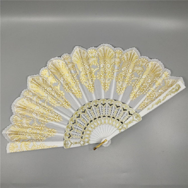 Spain Style Plastic Folding Fan Peacock Lace Fan Ladies Dance Gilding Fan, 23x42cm